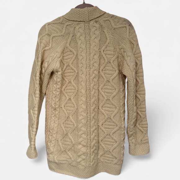 Traditional Inis Crafts Ireland 100% Merino Wool Cable Knit Cardigan - Size S - Picture 4 of 5